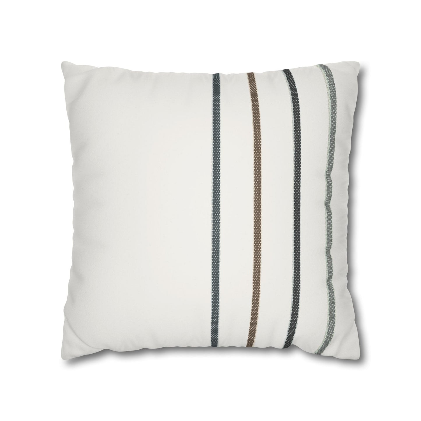 Striped Faux Suede Pillowcase — Neutral Modern Square Cushion Cover