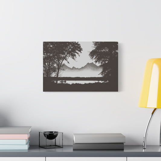 Mountain Lake Boat Canvas Print — Matte Stretched Wall Art
