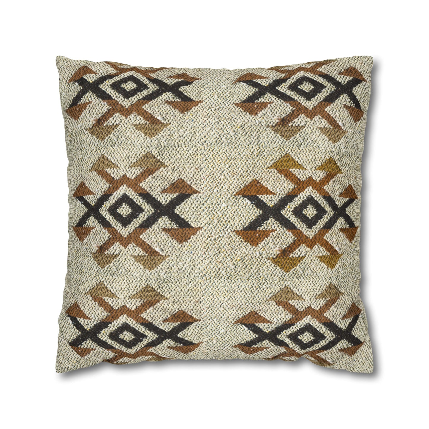 Southwestern Diamond Canvas Pillow Cover — Rustic Boho Square Throw Pillowcase