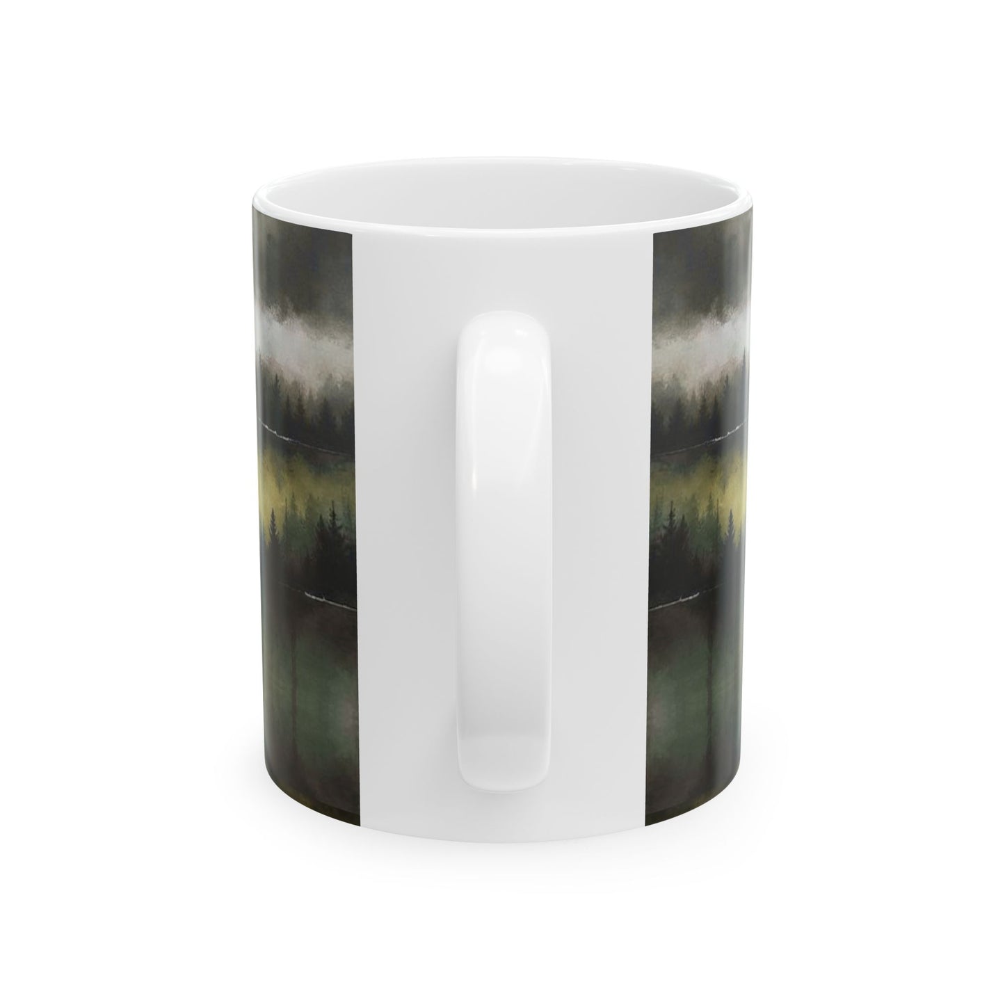 Misty Forest Lake Ceramic Mug