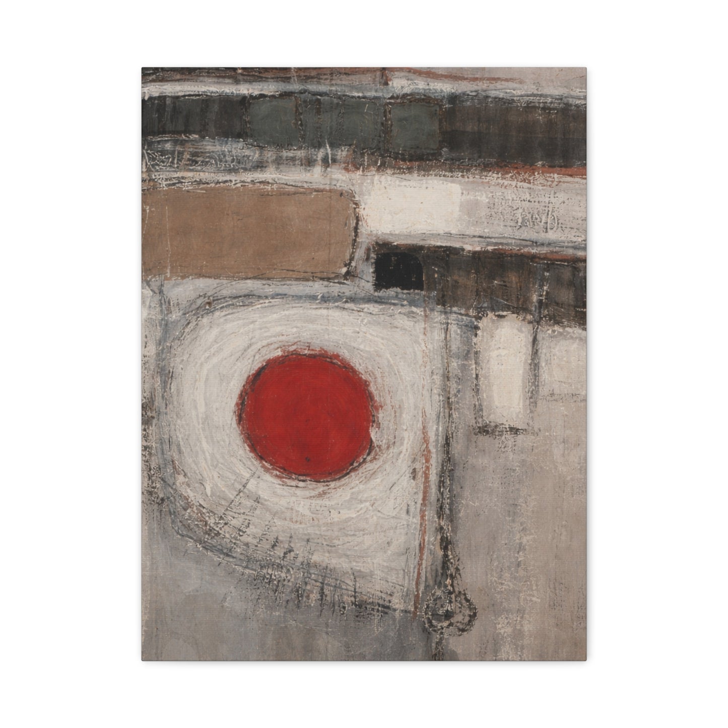 Abstract Red Circle Matte Canvas Wall Art — Modern Minimalist Stretched Canvas