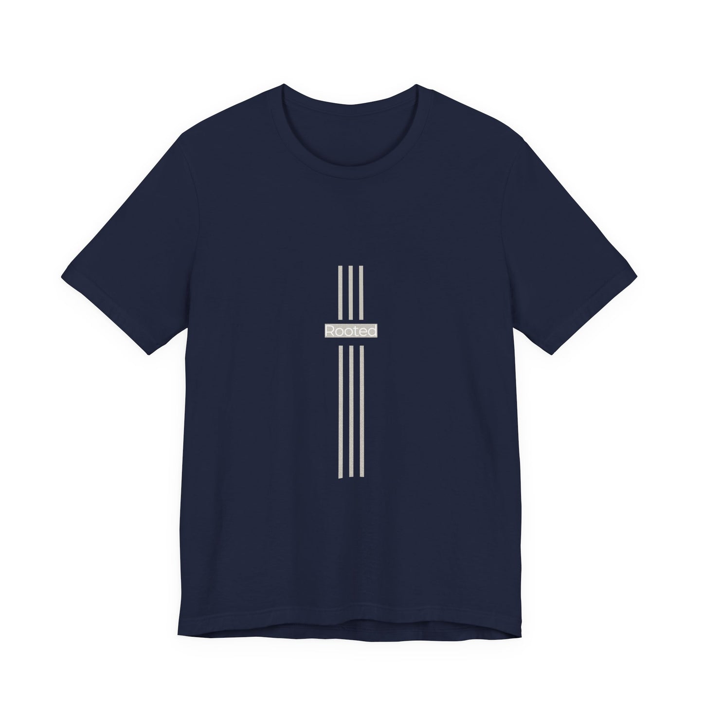 Minimalist Cross Stripe Tee — Subtle Vertical Cross Design