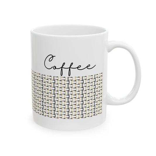Handwoven Style Ceramic Mug, Cozy Coffee Cup, Home Decor Gift, Modern Kitchen, Tea Mug, Unique Housewarming Present