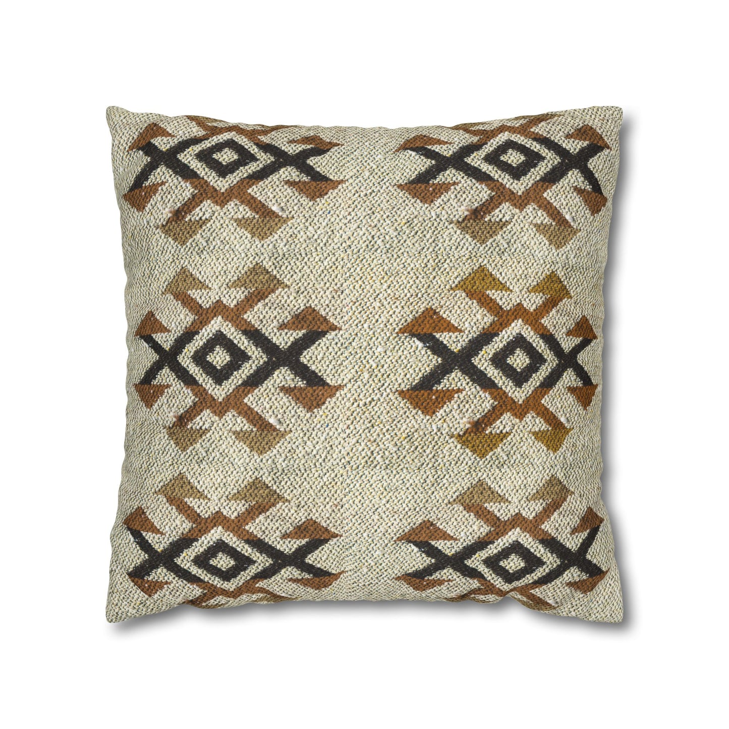 Southwestern Diamond Canvas Pillow Cover — Rustic Boho Square Throw Pillowcase