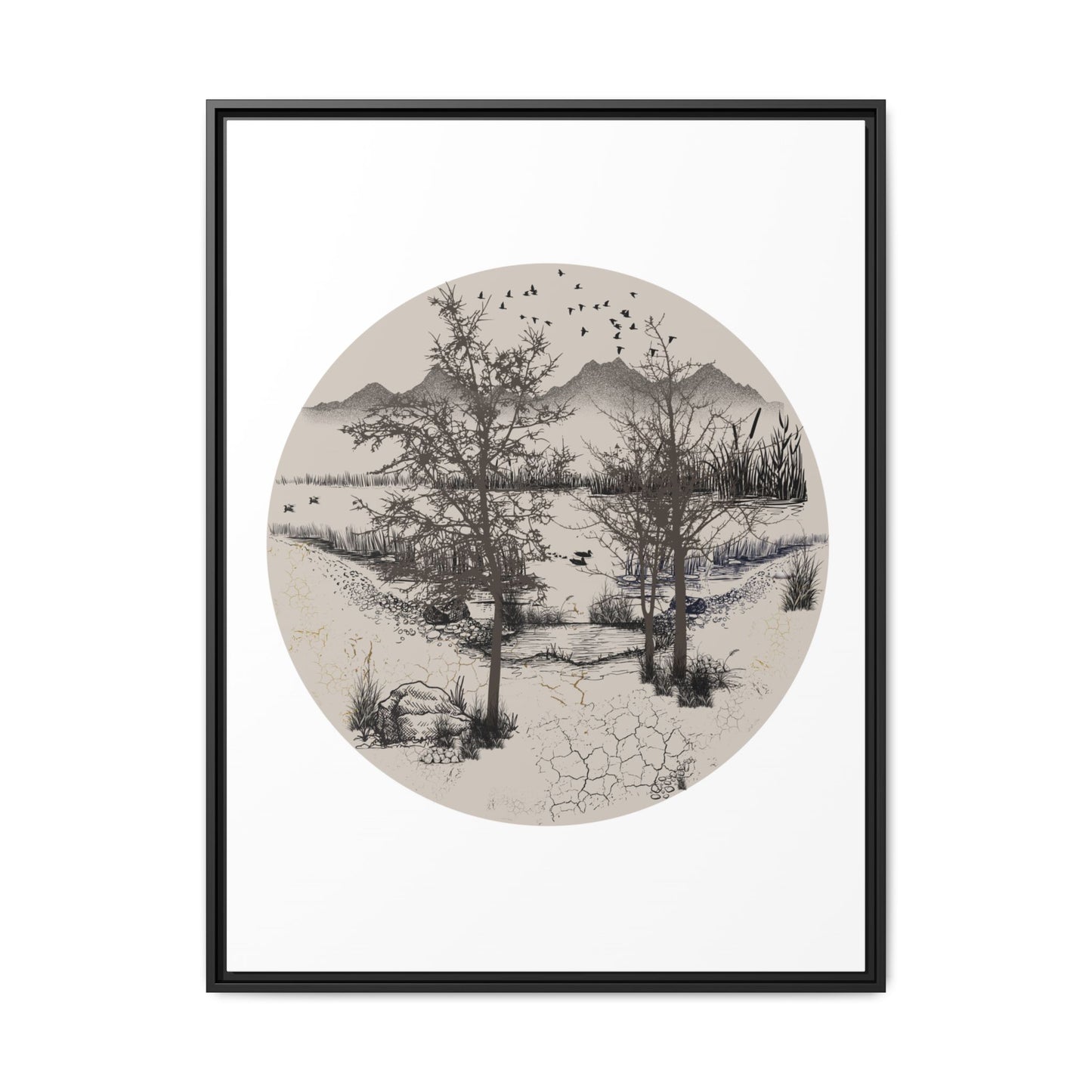 Framed Matte Canvas Wall Art — Multi-Color Abstract Print