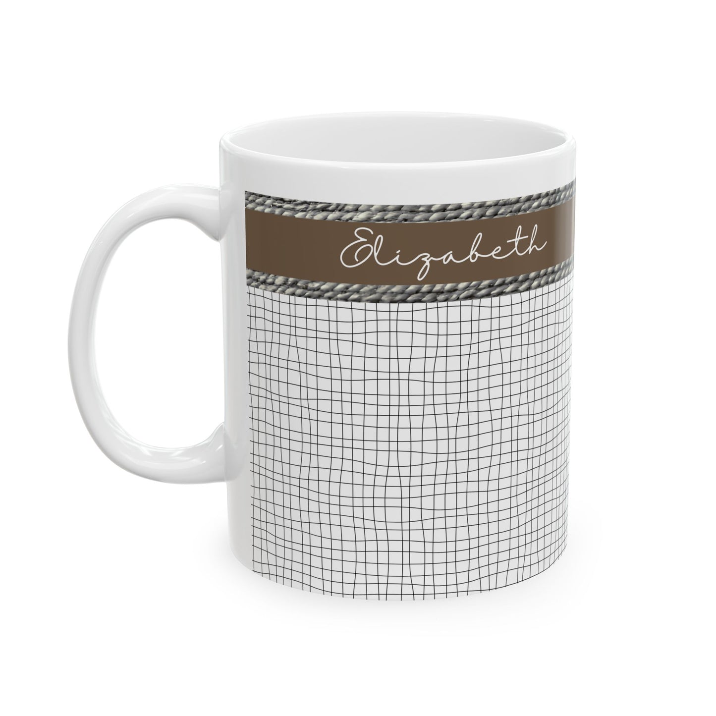 Personalized Ceramic Mug - Elizabeth Grid Design