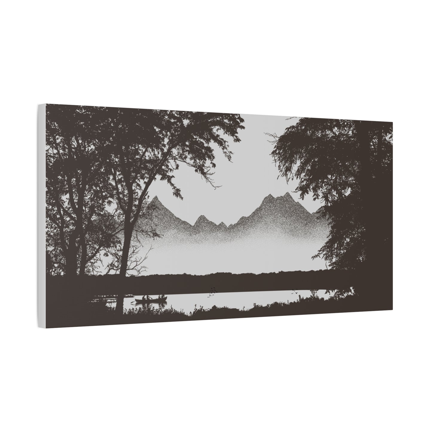Mountain Lake Boat Canvas Print — Matte Stretched Wall Art