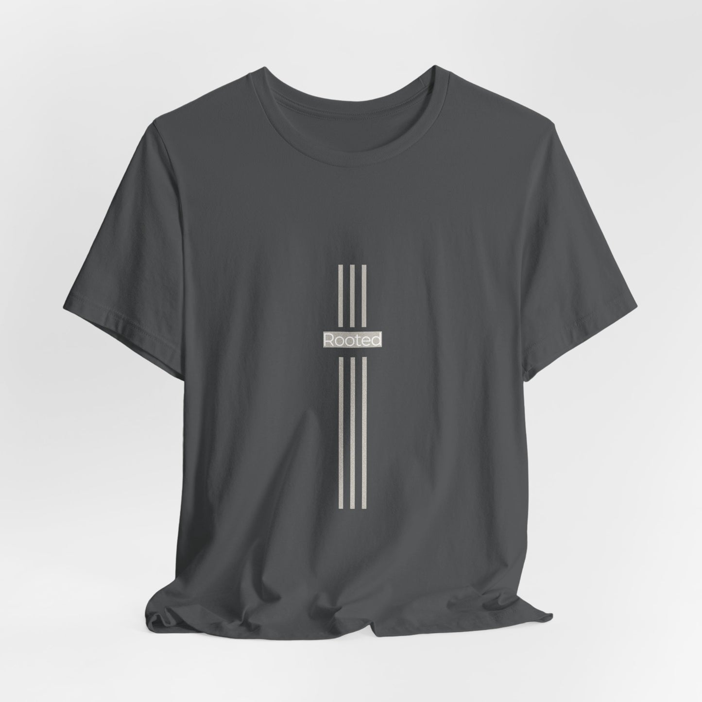 Minimalist Cross Stripe Tee — Subtle Vertical Cross Design