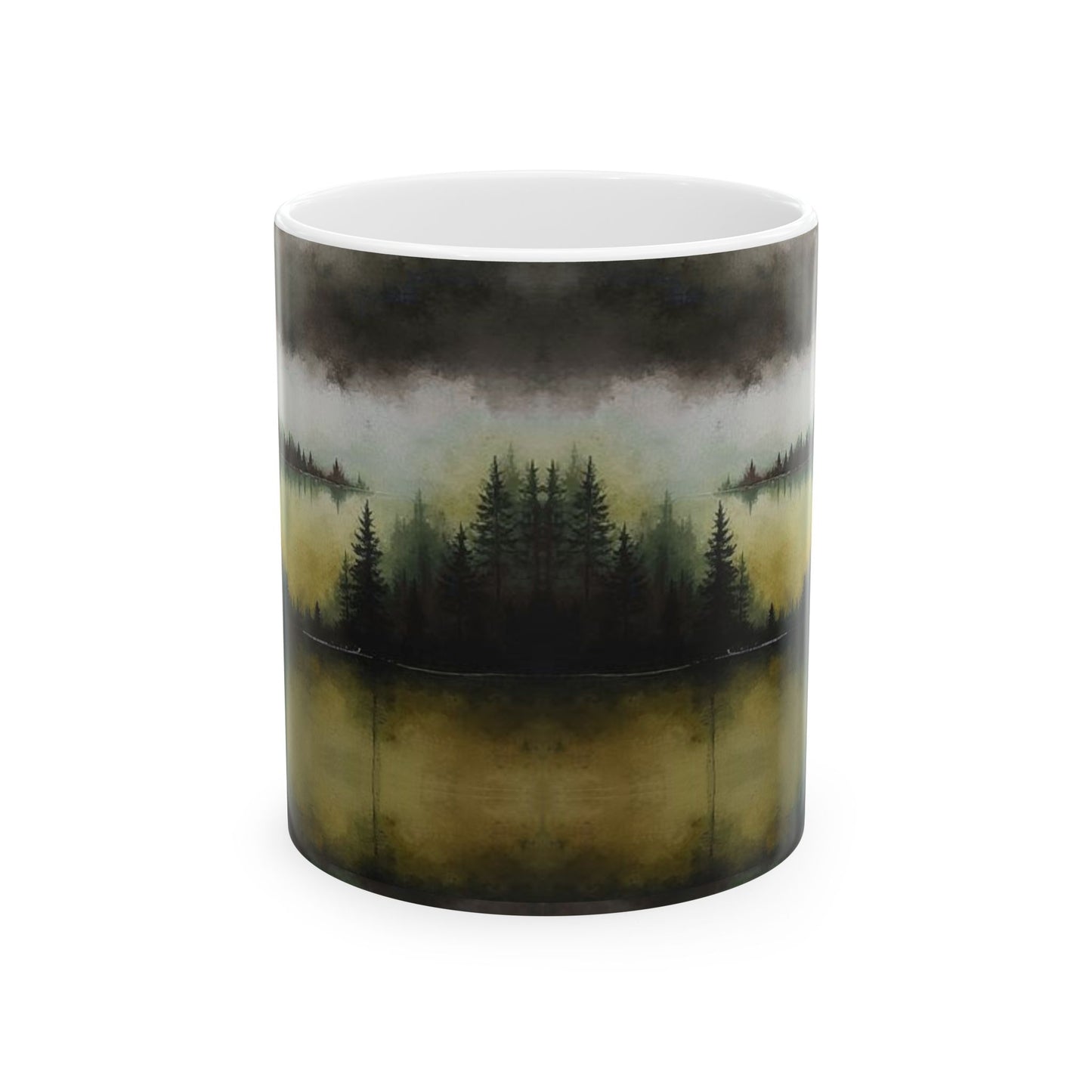 Misty Forest Lake Ceramic Mug