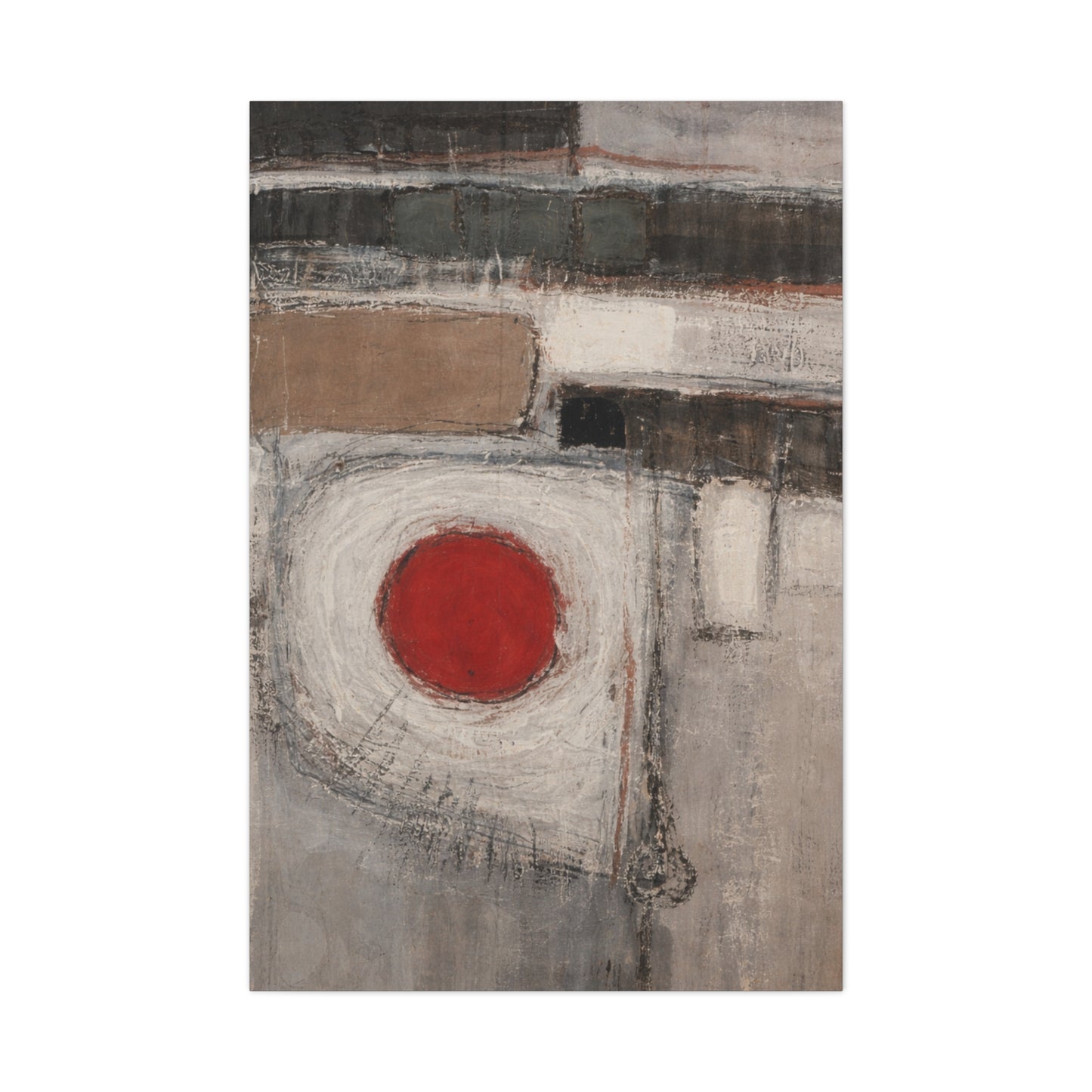 Abstract Red Circle Matte Canvas Wall Art — Modern Minimalist Stretched Canvas