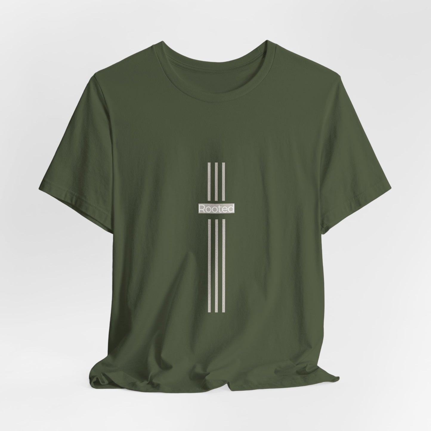 Minimalist Cross Stripe Tee — Subtle Vertical Cross Design