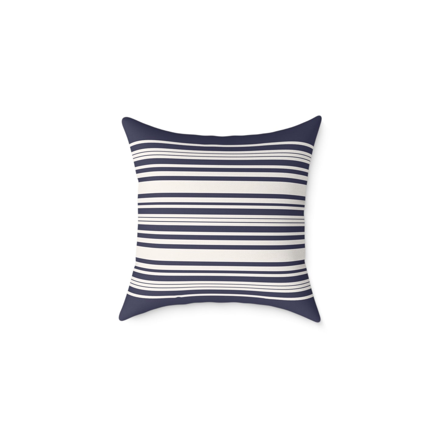 Navy Striped Canvas Throw Pillow — Coastal Square Accent Cushion