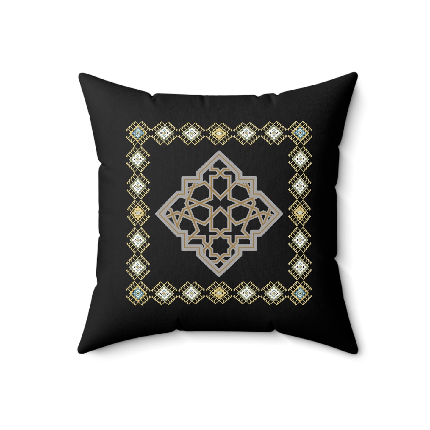 Moroccan-Inspired Decorative Pillow - Elegant Square Cushion for Home Decor