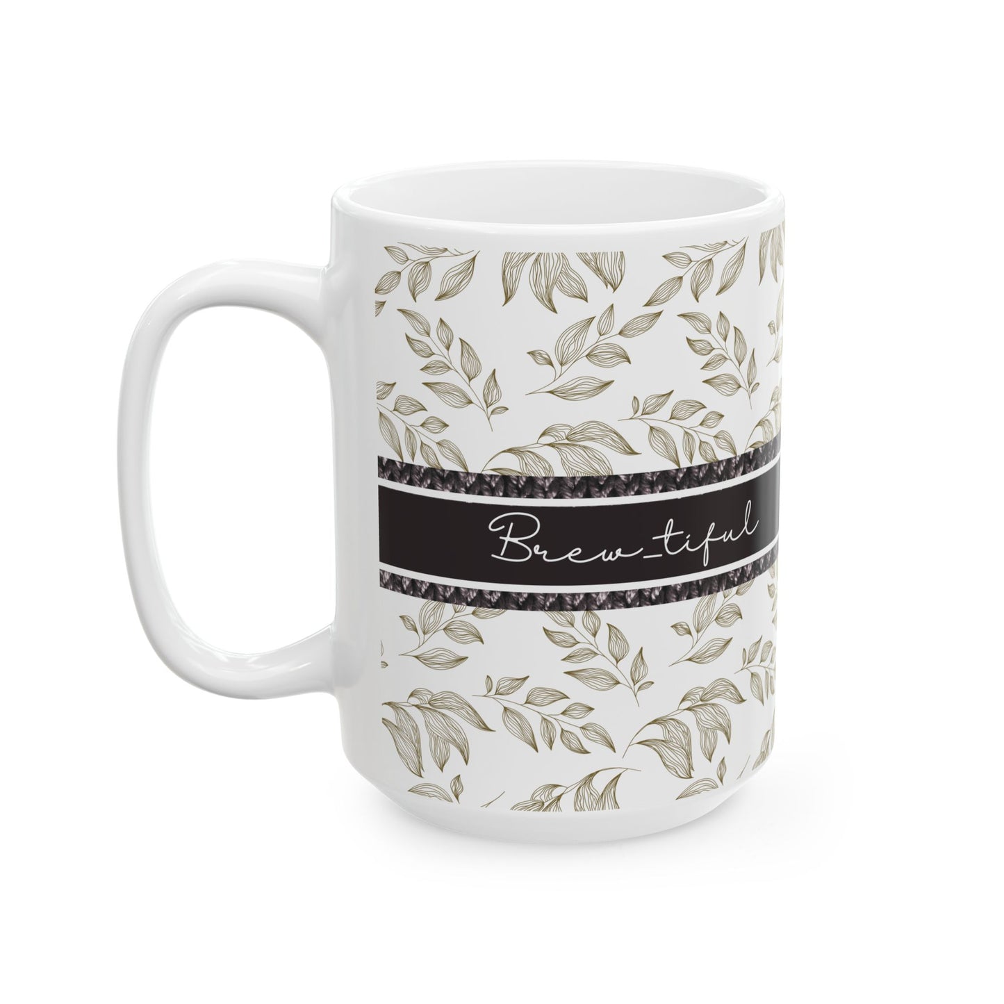 Elegant Leaves Ceramic Mug - Motivational Drinkware