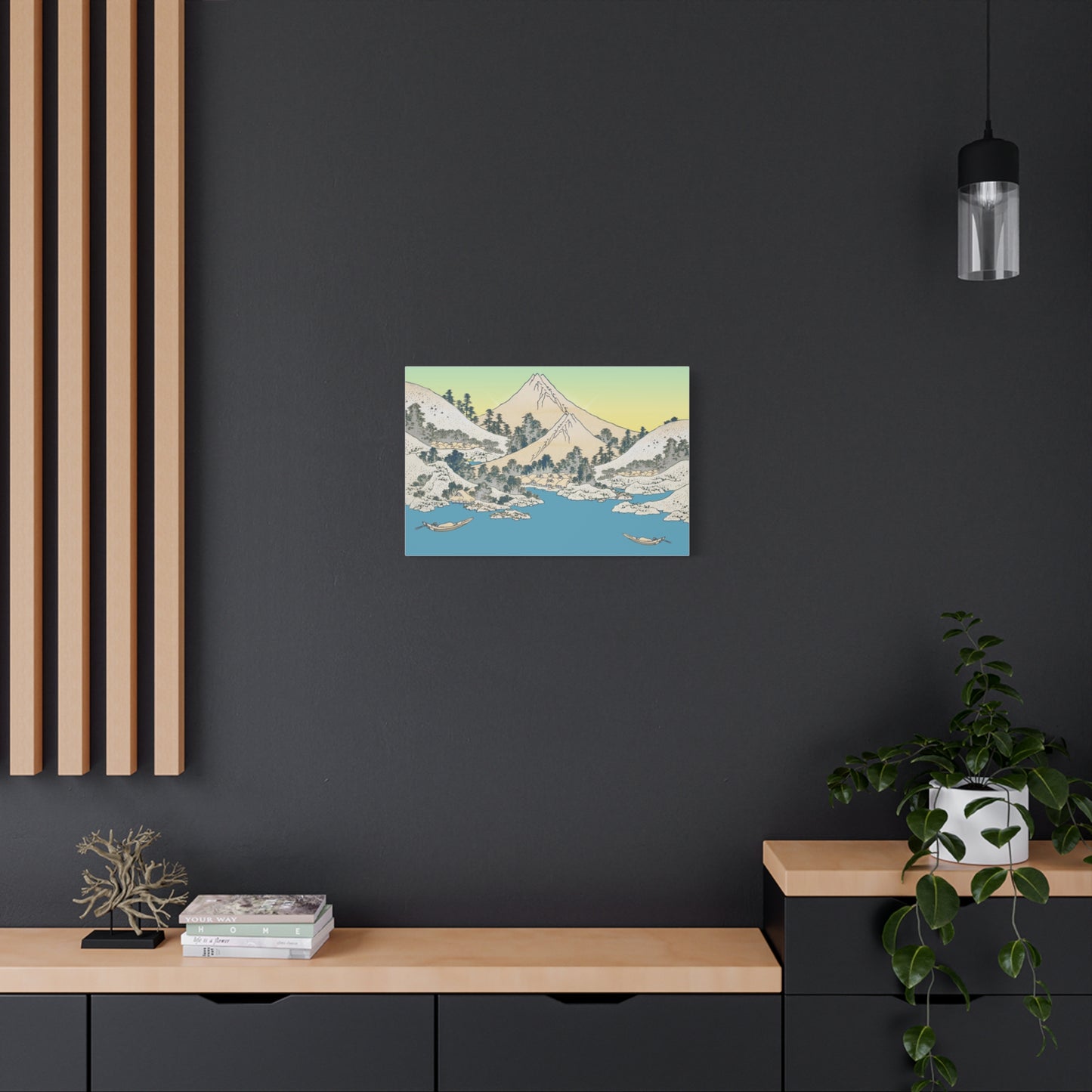 Japanese Mountain Landscape Matte Canvas Print — Mount Fuji Ukiyo-e Style