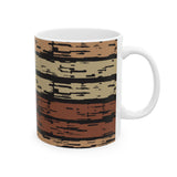 Rustic Striped Ceramic Mug – Vintage Earth Tone Pattern (11oz, 15oz)