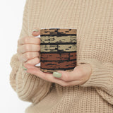 Rustic Striped Ceramic Mug – Vintage Earth Tone Pattern (11oz, 15oz)