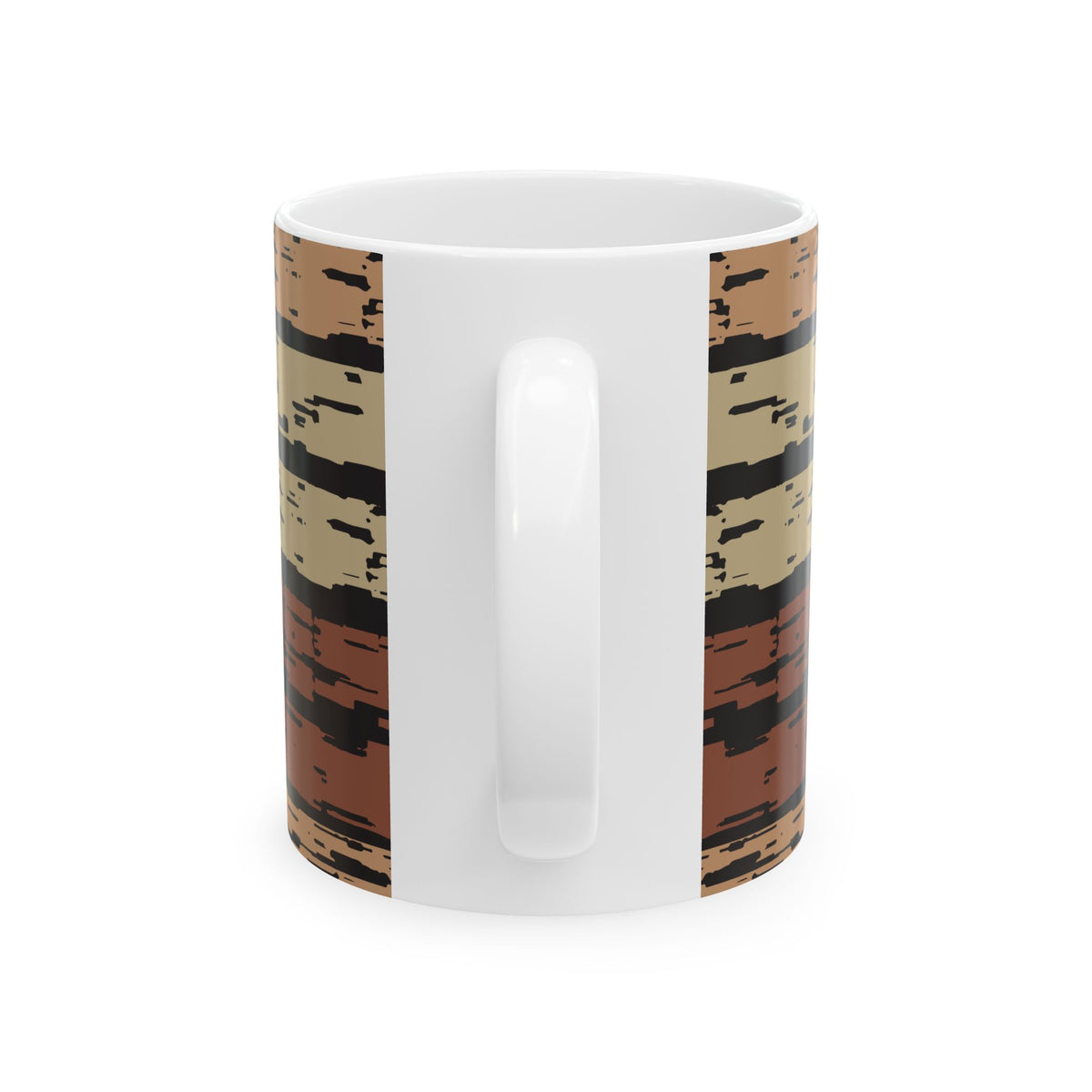 Rustic Striped Ceramic Mug – Vintage Earth Tone Pattern (11oz, 15oz)