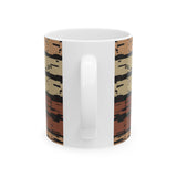 Rustic Striped Ceramic Mug – Vintage Earth Tone Pattern (11oz, 15oz)