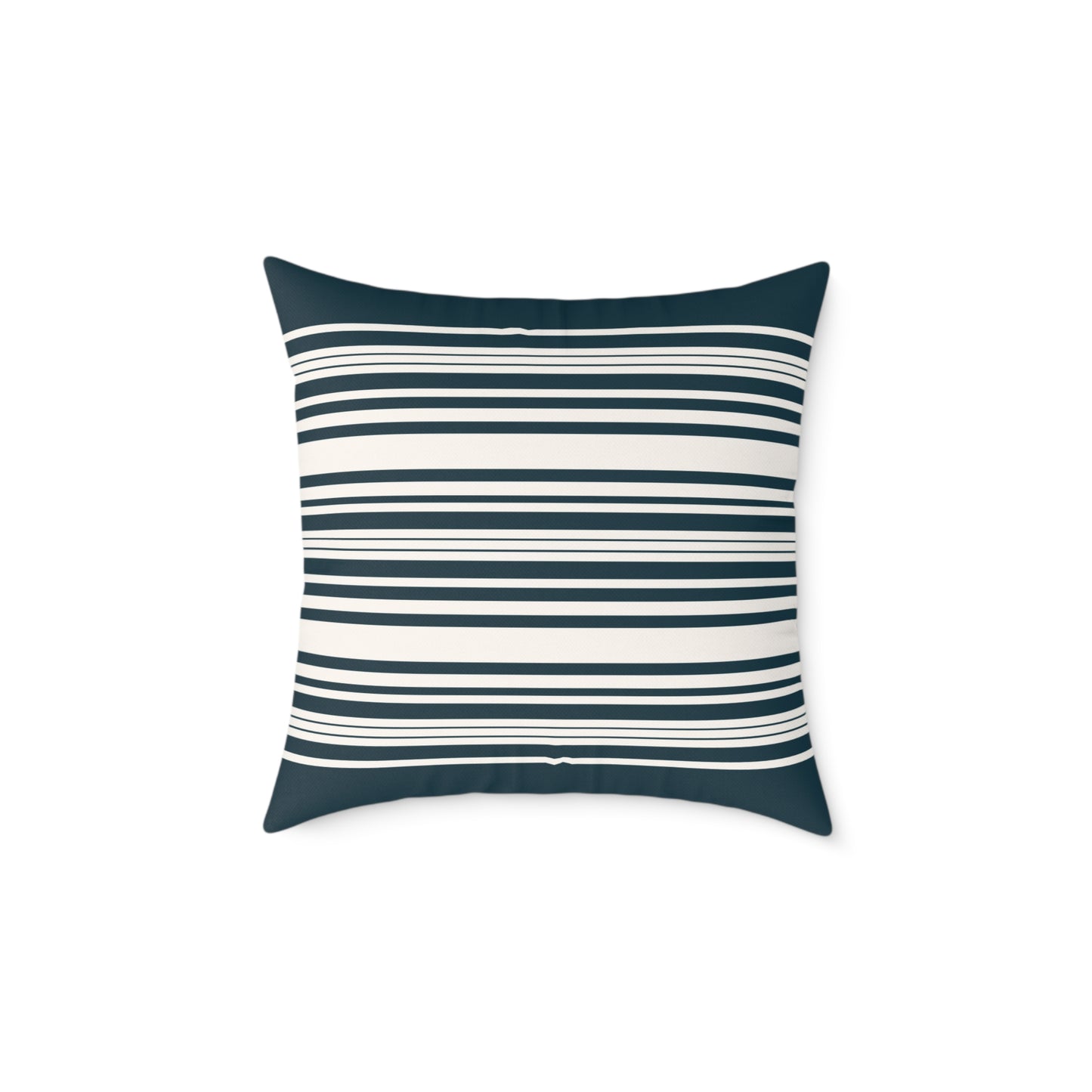 Navy Striped Canvas Pillow – Coastal Farmhouse Throw Cushion