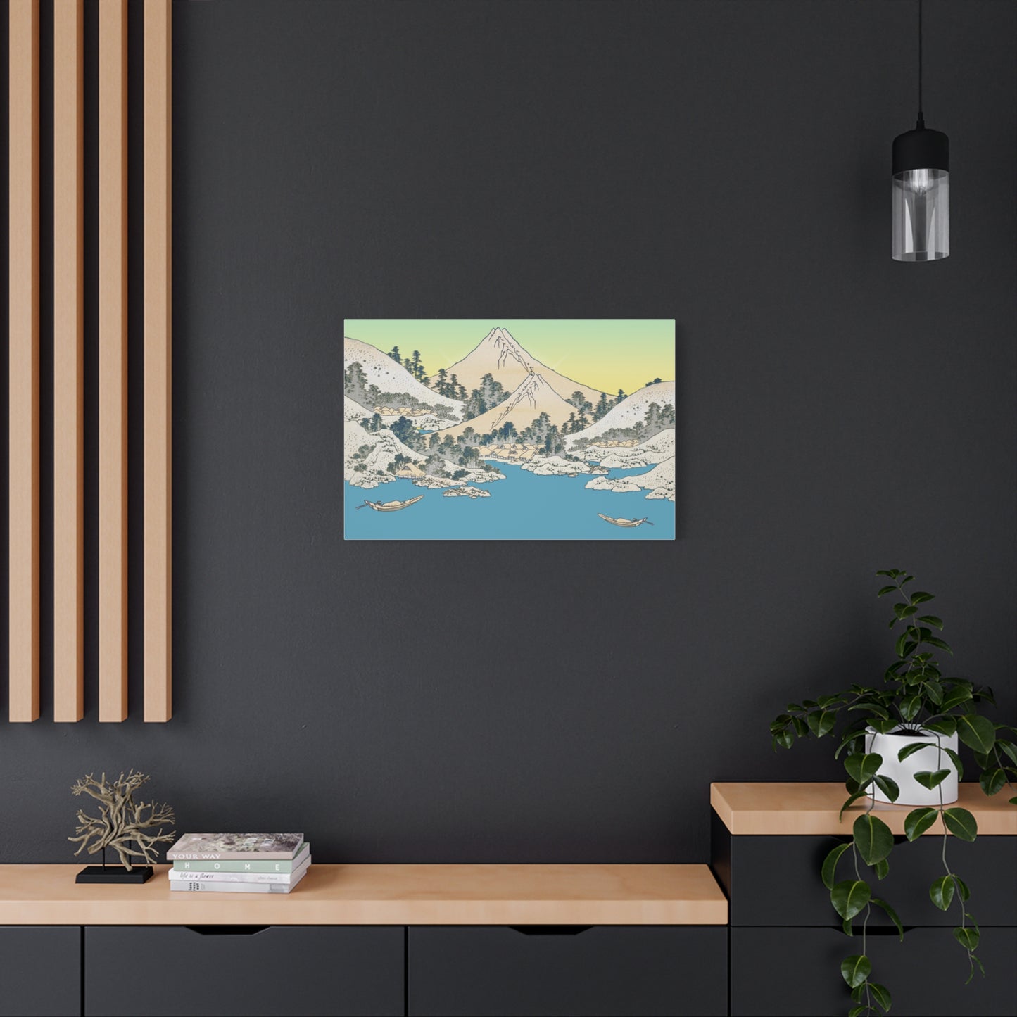 Japanese Mountain Landscape Matte Canvas Print — Mount Fuji Ukiyo-e Style