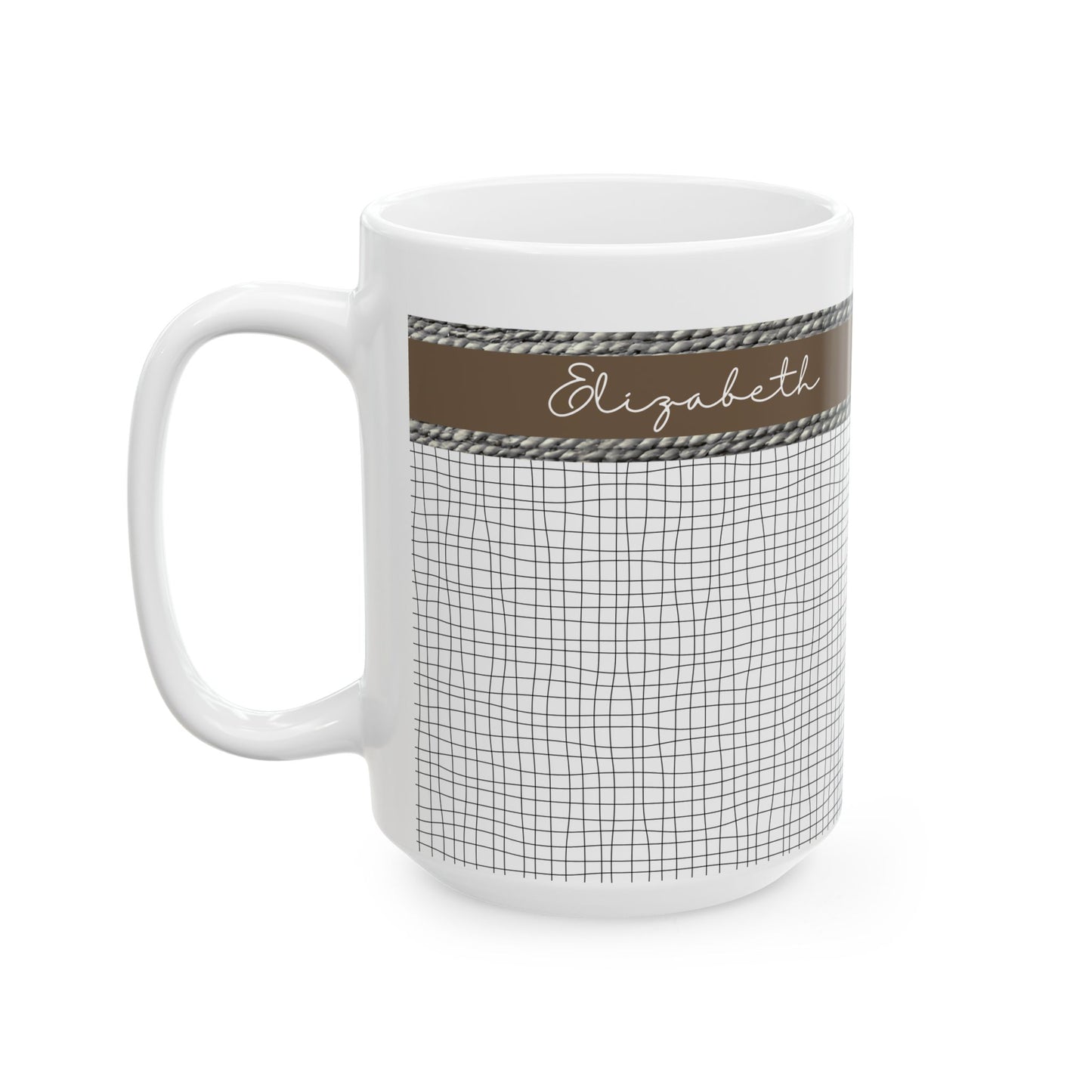 Personalized Ceramic Mug - Elizabeth Grid Design