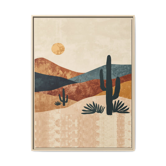 Desert Sunset Cactus Matte Canvas Print (Framed)