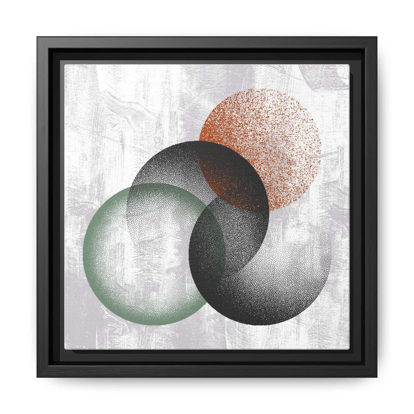Abstract Overlap Circles Framed Canvas Art – Modern Geometric Wall Decor