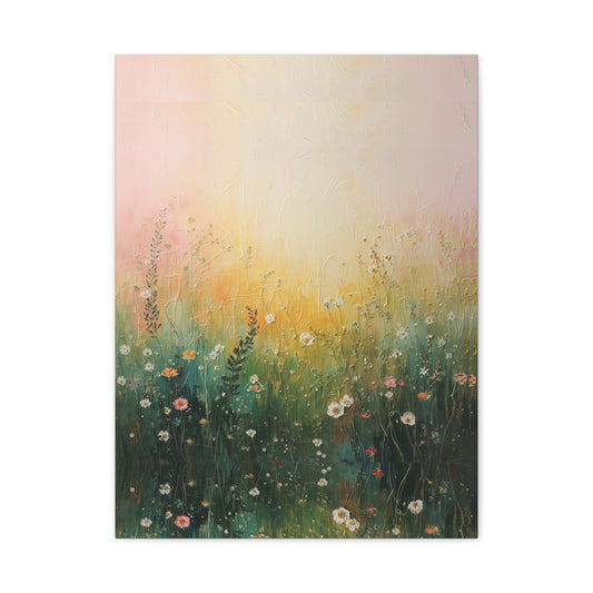 Sunlit Wildflower Meadow Matte Canvas Print