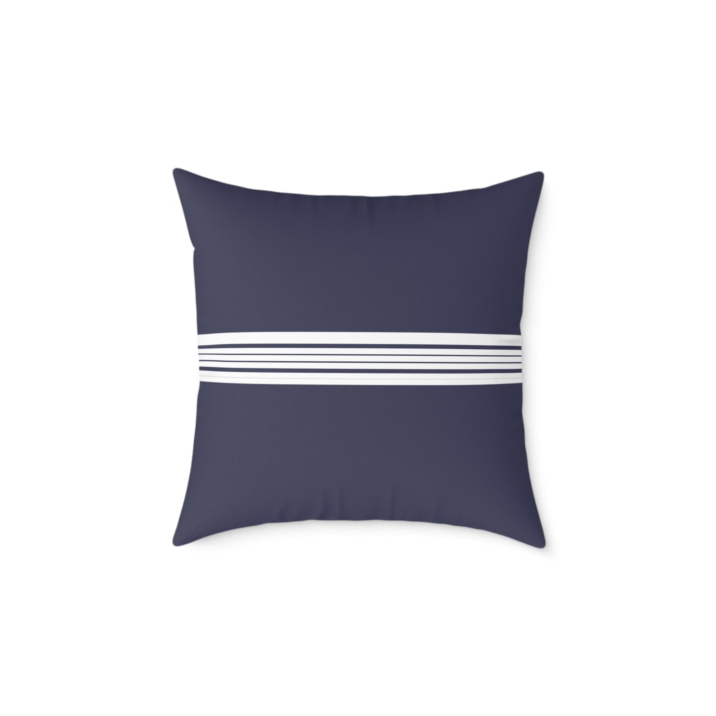 Navy Canvas Pillow with White Striped Accent — Coastal Nautical Decorative Throw Pillow