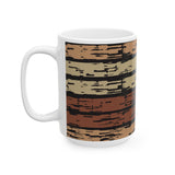 Rustic Striped Ceramic Mug – Vintage Earth Tone Pattern (11oz, 15oz)