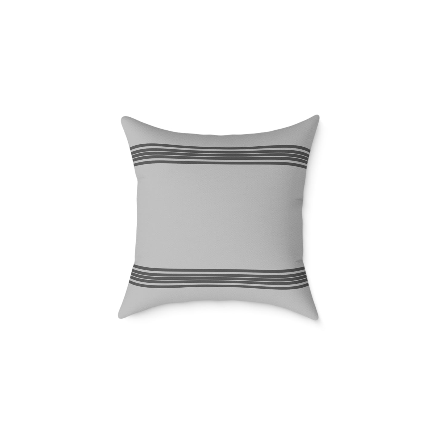 Striped Farmhouse Pillow Cover — Grey Canvas Square Throw Pillow