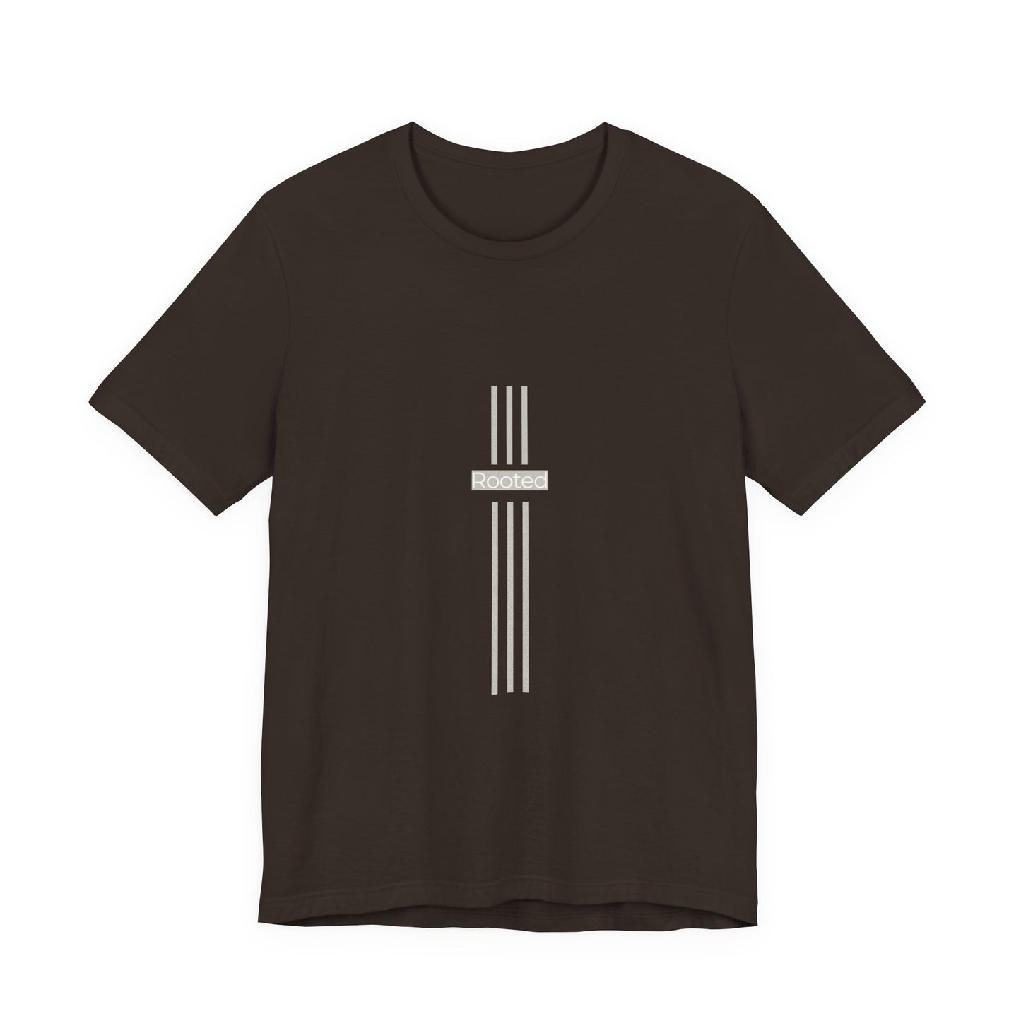 Minimalist Cross Stripe Tee — Subtle Vertical Cross Design
