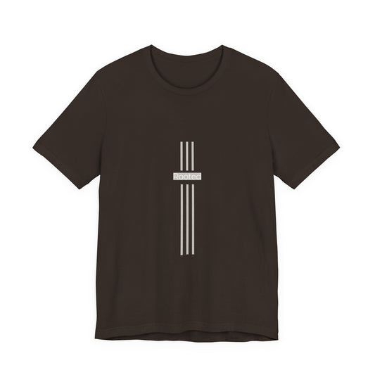Minimalist Cross Stripe Tee — Subtle Vertical Cross Design