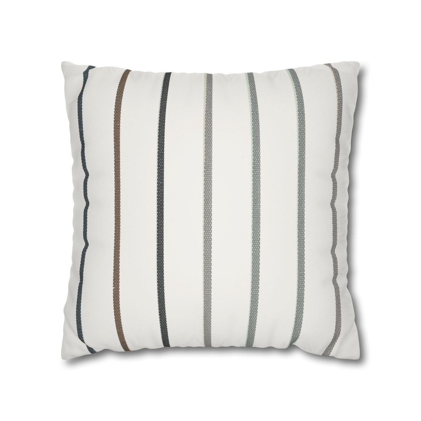 Striped Faux Suede Square Pillowcase — Neutral Modern Throw Pillow Cover