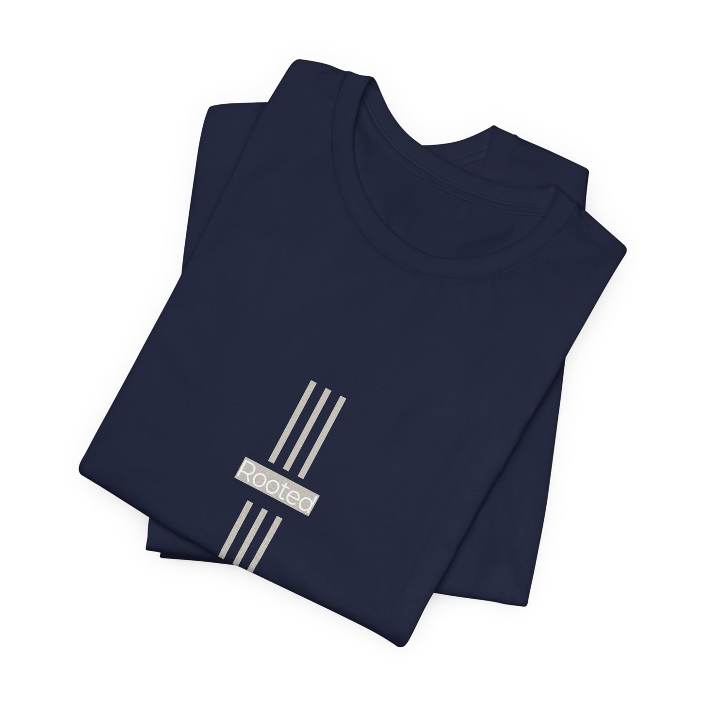 Minimalist Cross Stripe Tee — Subtle Vertical Cross Design