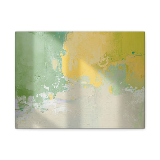 Abstract Green & Yellow Matte Canvas Wall Art — Stretched 1.25"