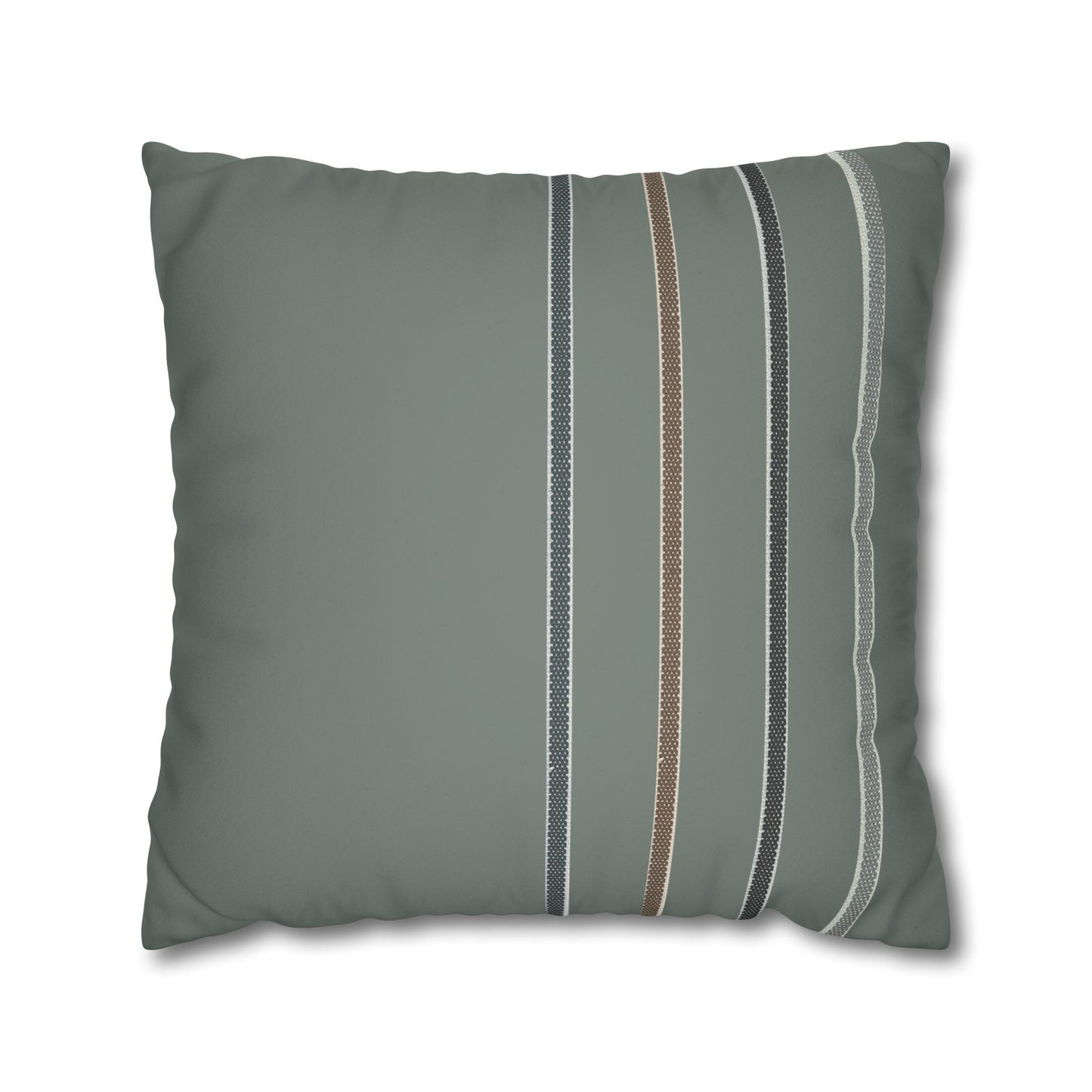 Suede-Look Striped Throw Pillowcase — Sage Green Decorative Pillow Cover