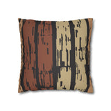 Rustic Striped Faux Suede Pillowcase — Earthy Brown Abstract Throw Pillow Cover