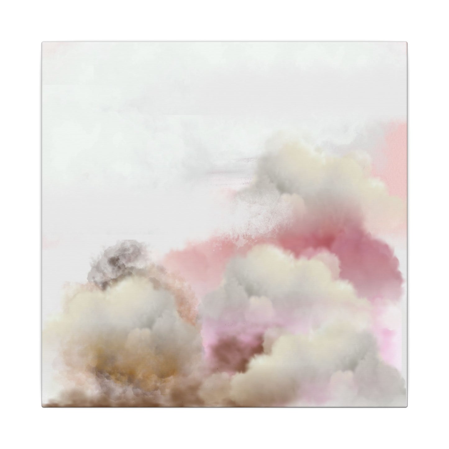 Cloud Bloom Canvas Print — Soft Pink & Gold Abstract Wall Art