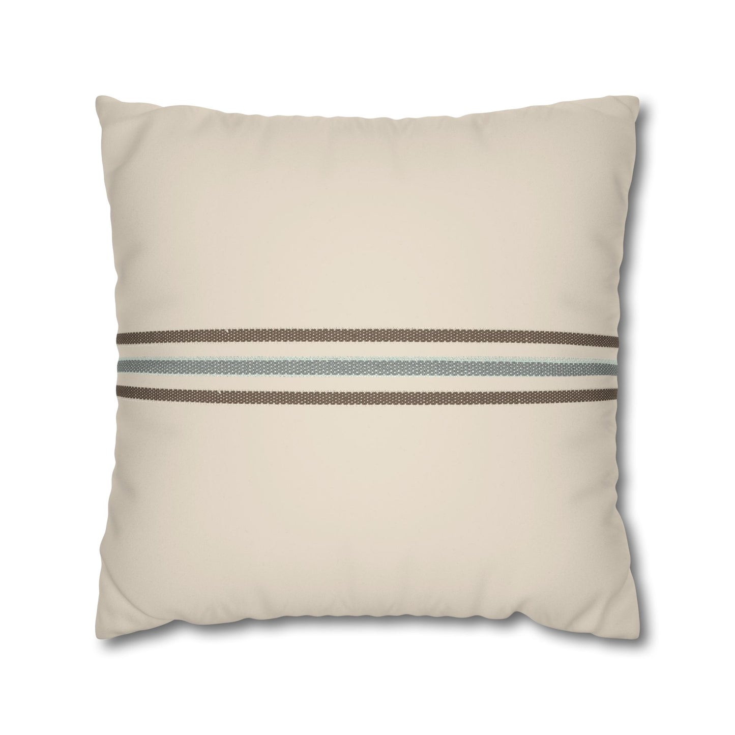 Striped Faux Suede Pillowcase — Neutral Coastal Decorative Throw Pillow Cover