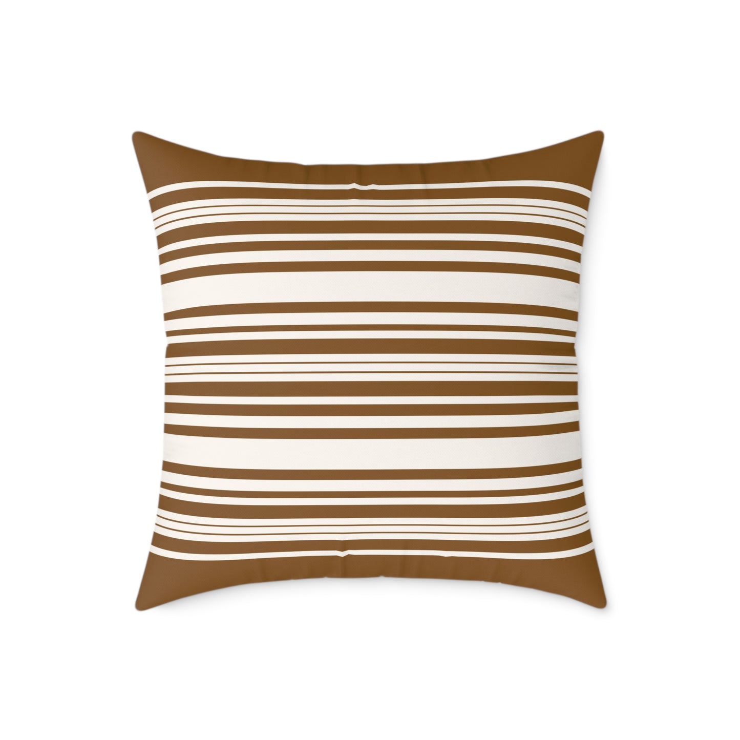 Brown Striped Canvas Pillow — Cozy Farmhouse Decorative Throw Pillow