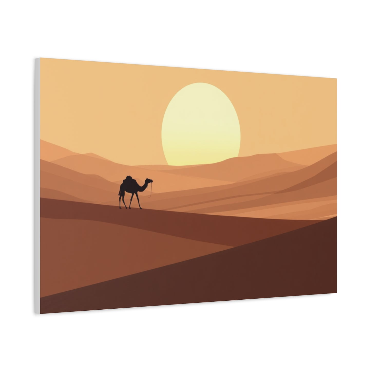 Moonlit Desert Camel Canvas Print — Matte Stretched Wall Art