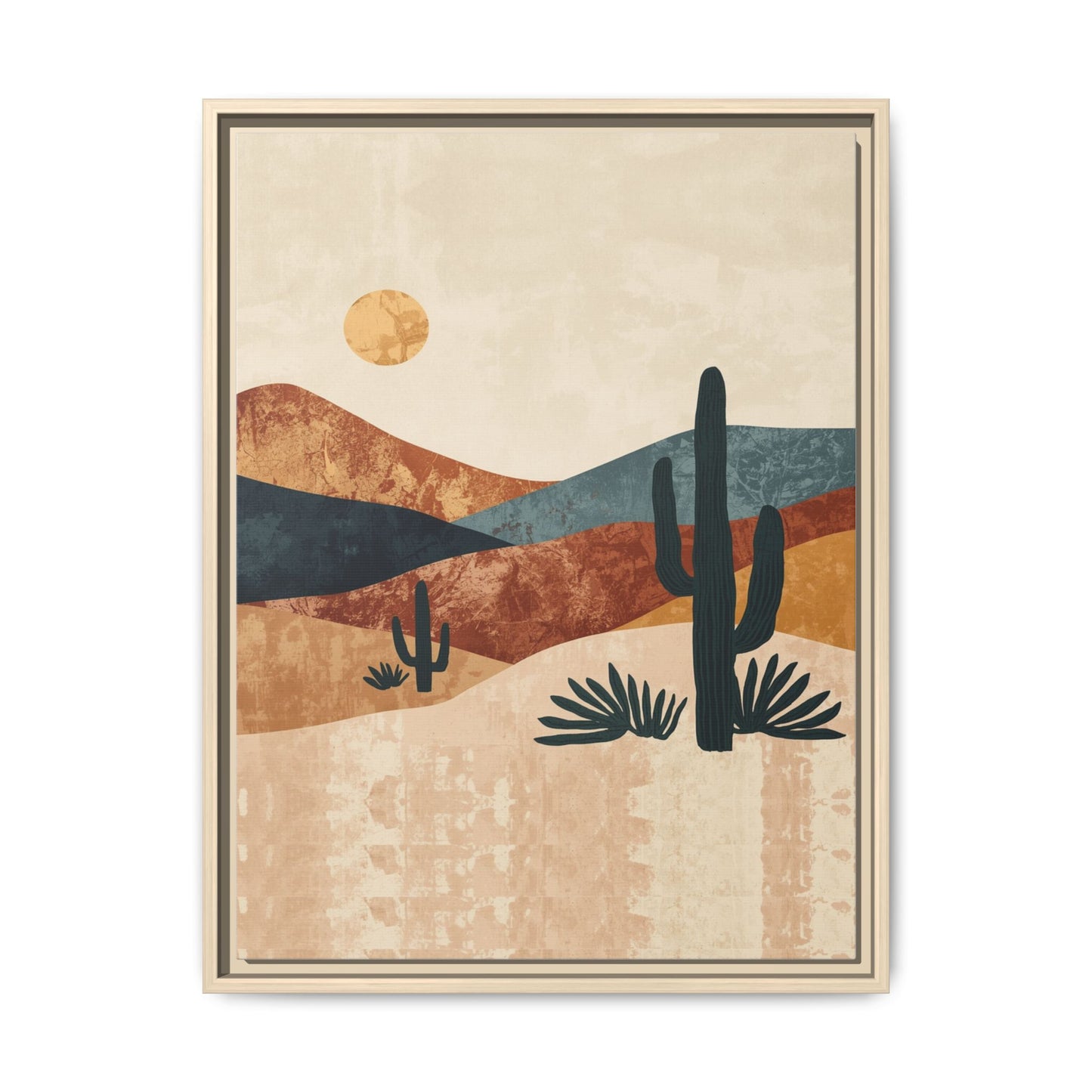 Desert Sunset Cactus Matte Canvas Print (Framed)