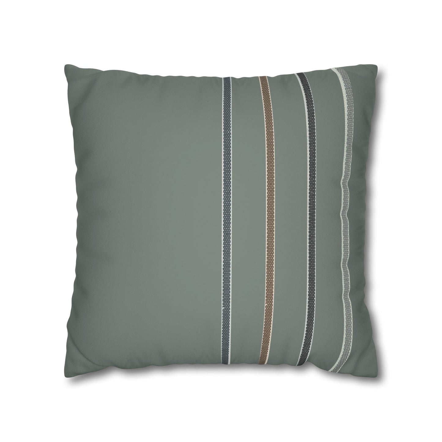 Suede-Look Striped Throw Pillowcase — Sage Green Decorative Pillow Cover