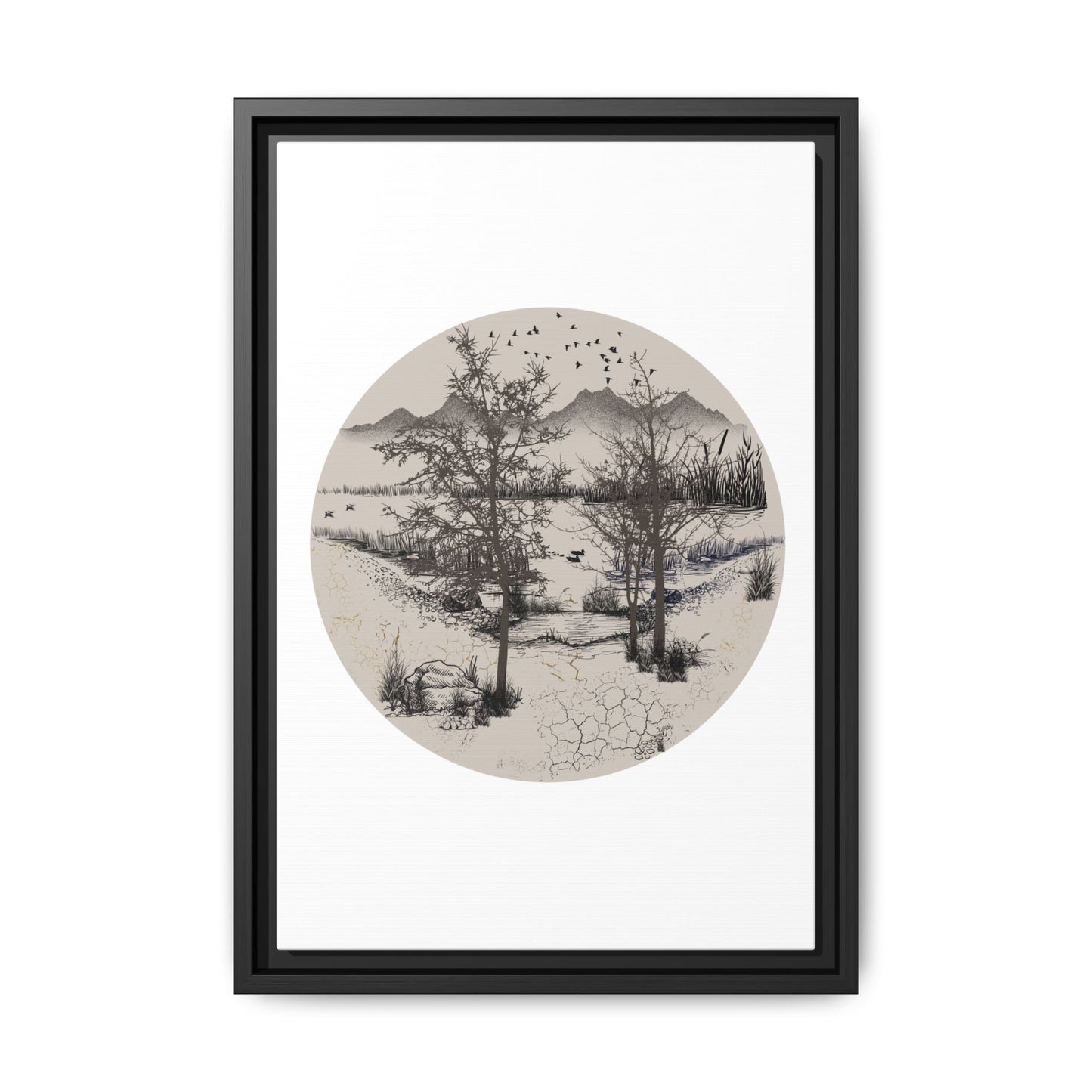 Framed Matte Canvas Wall Art — Multi-Color Abstract Print