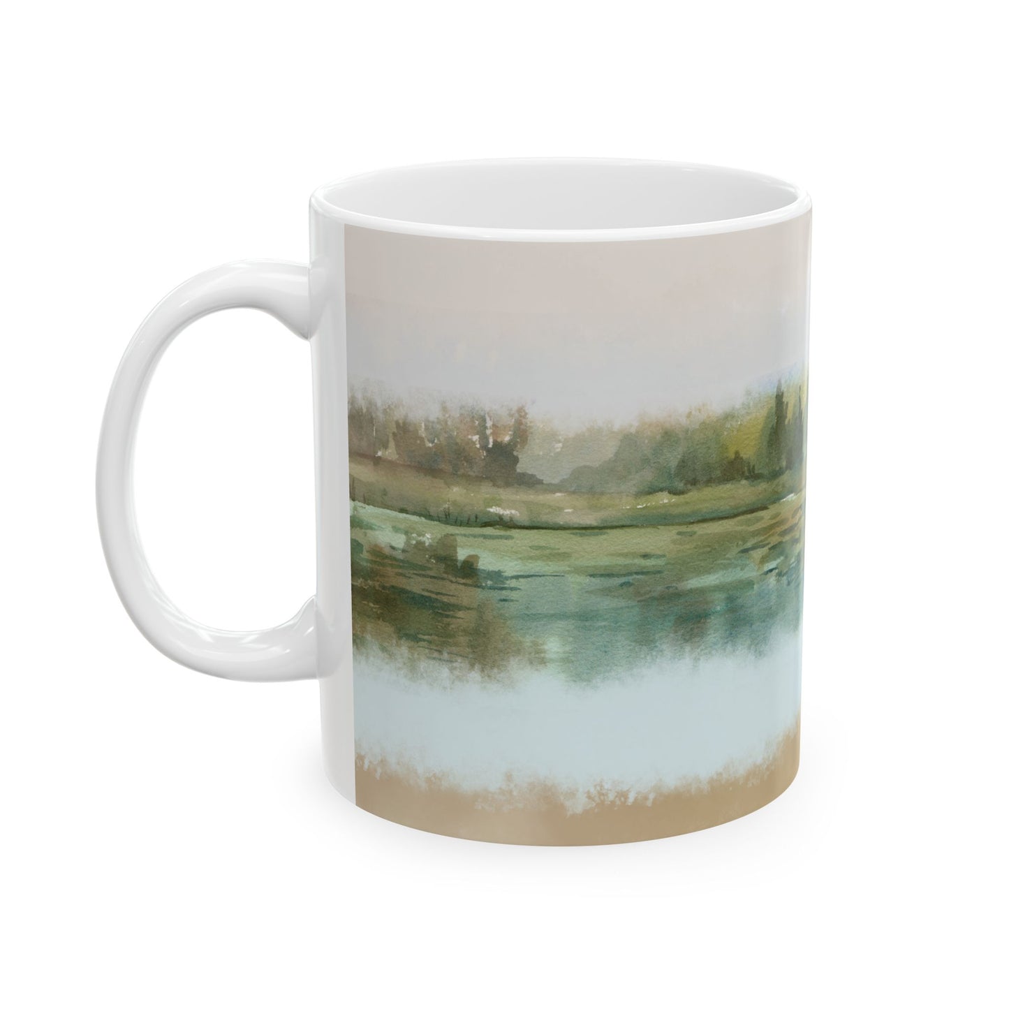 Misty Wetland at Dawn Ceramic Mug
