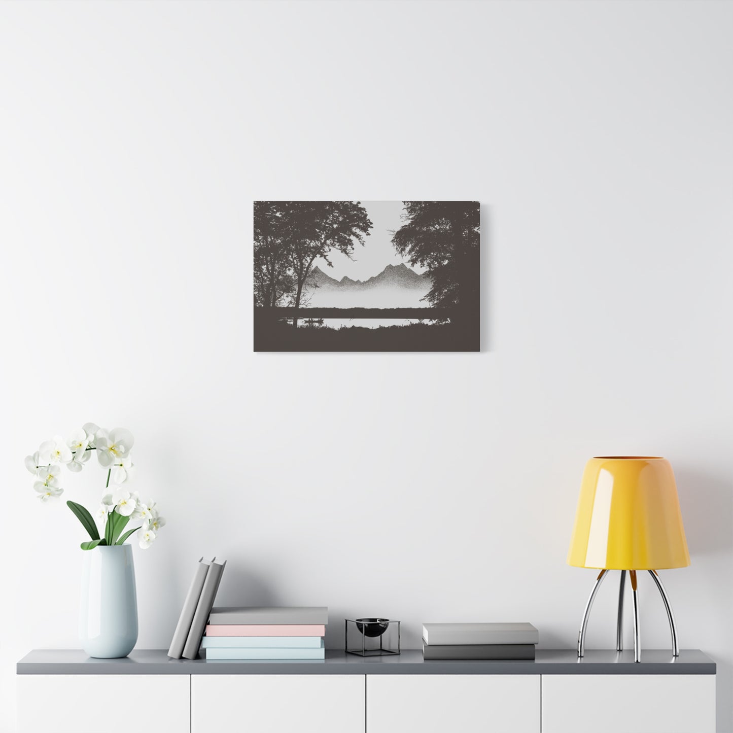 Mountain Lake Boat Canvas Print — Matte Stretched Wall Art