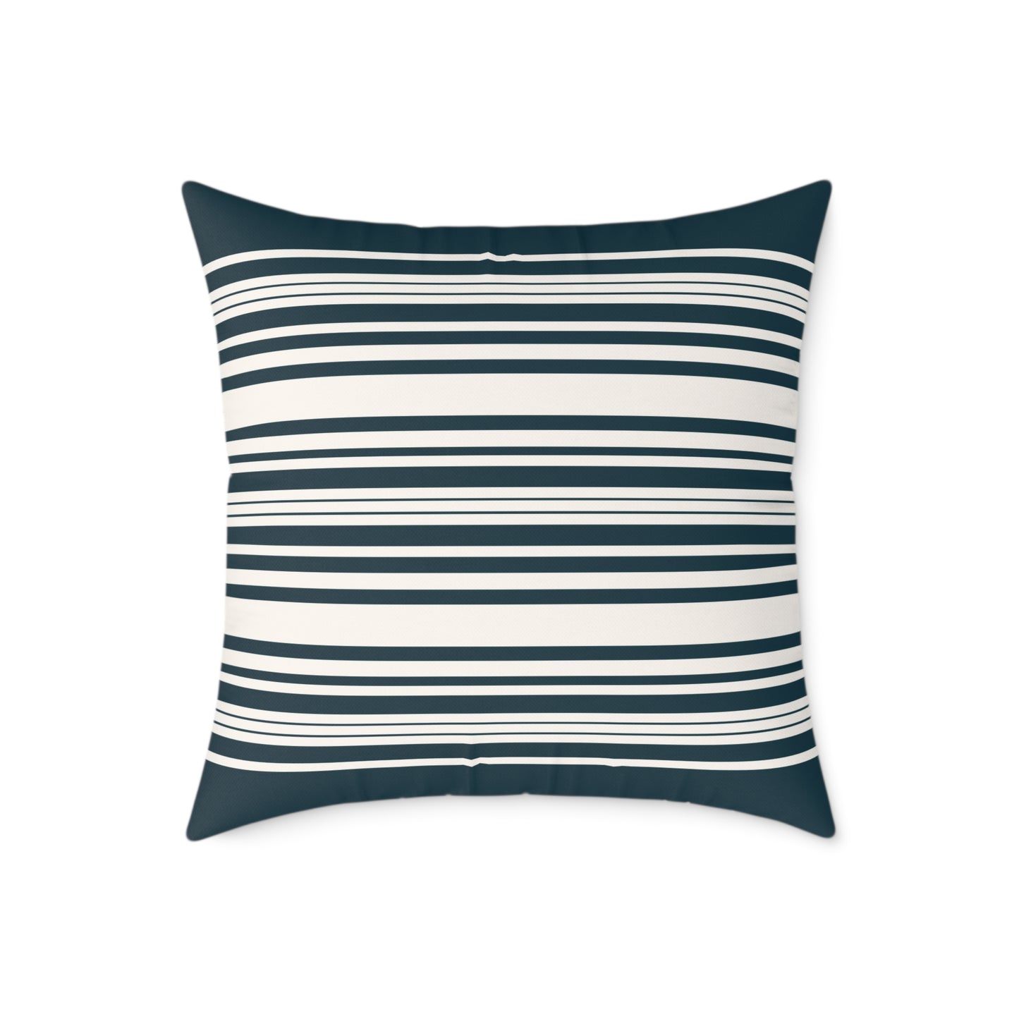Navy Striped Canvas Pillow – Coastal Farmhouse Throw Cushion