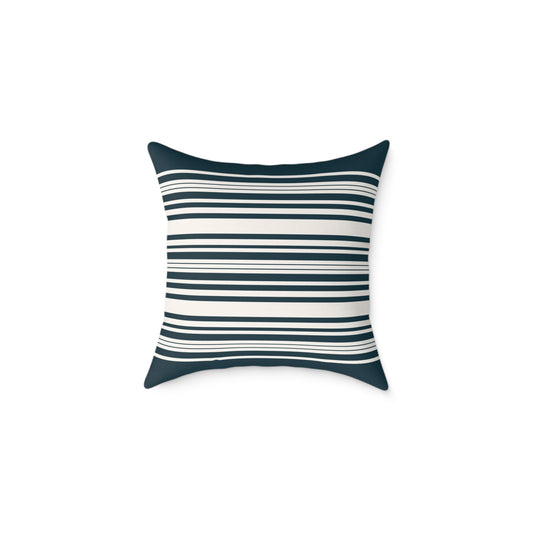Navy Striped Canvas Pillow – Coastal Farmhouse Throw Cushion